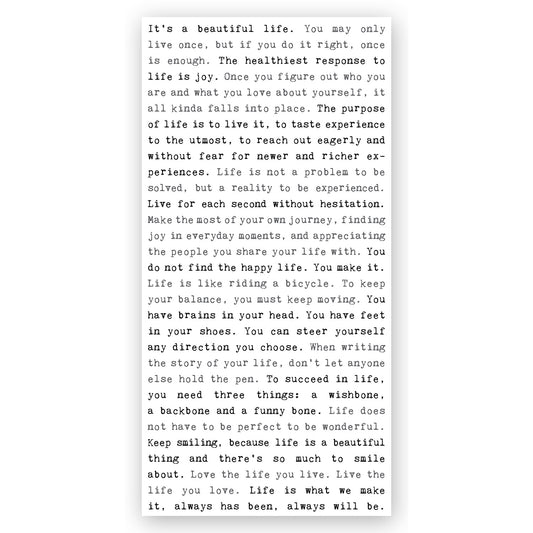 Typewriter Sign - Beautiful Life