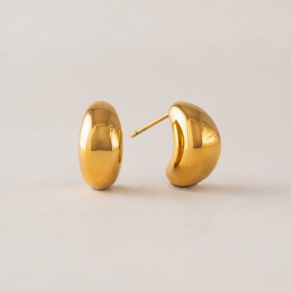 Crest Dome Hoop Earrings - Gold