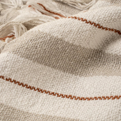 Cavendish 100% Cotton Striped Throw Sand