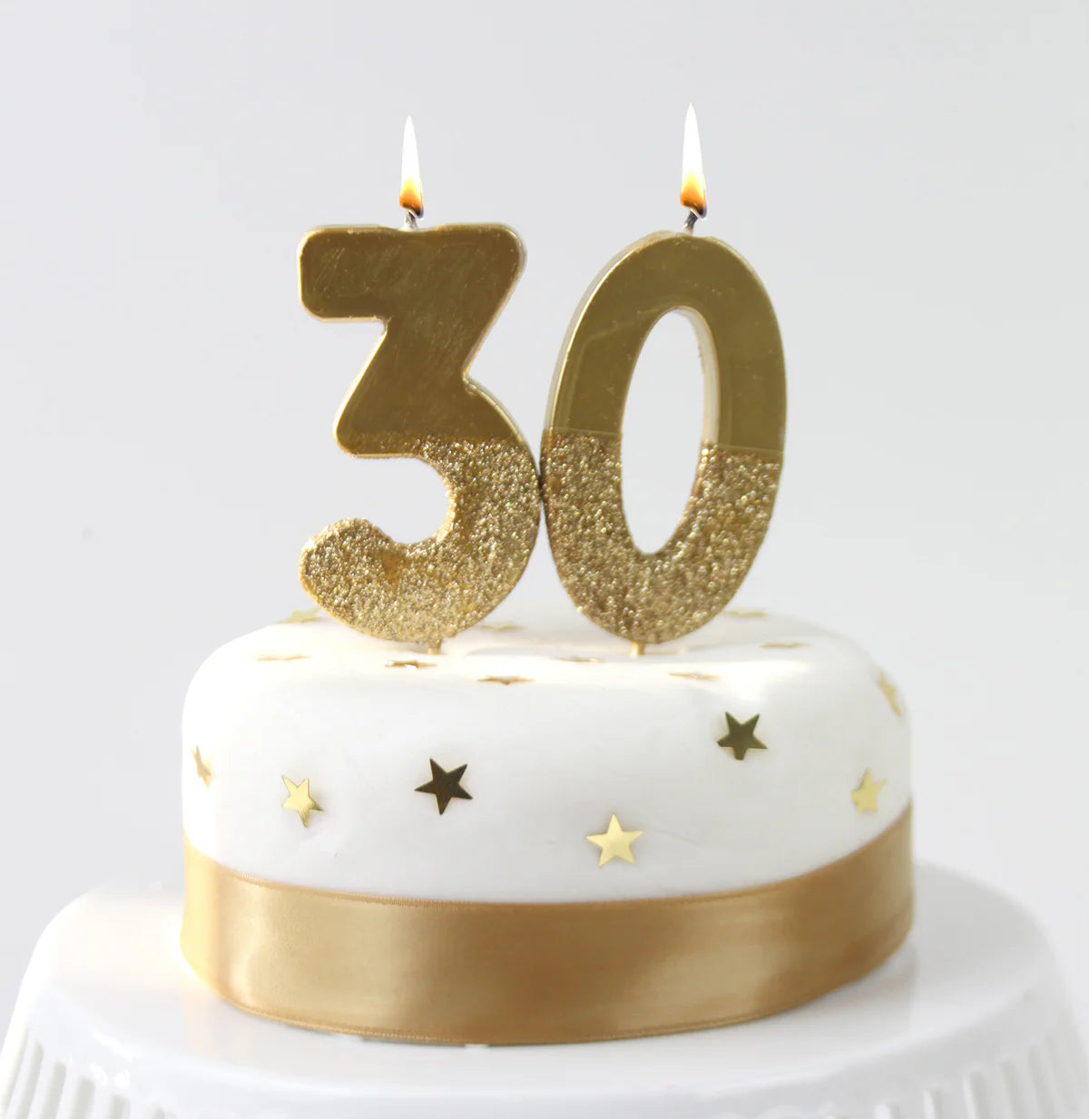 We Heart Birthdays Glitter Candle - Gold