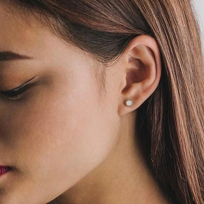 Astrid Stud Earrings - White Opal