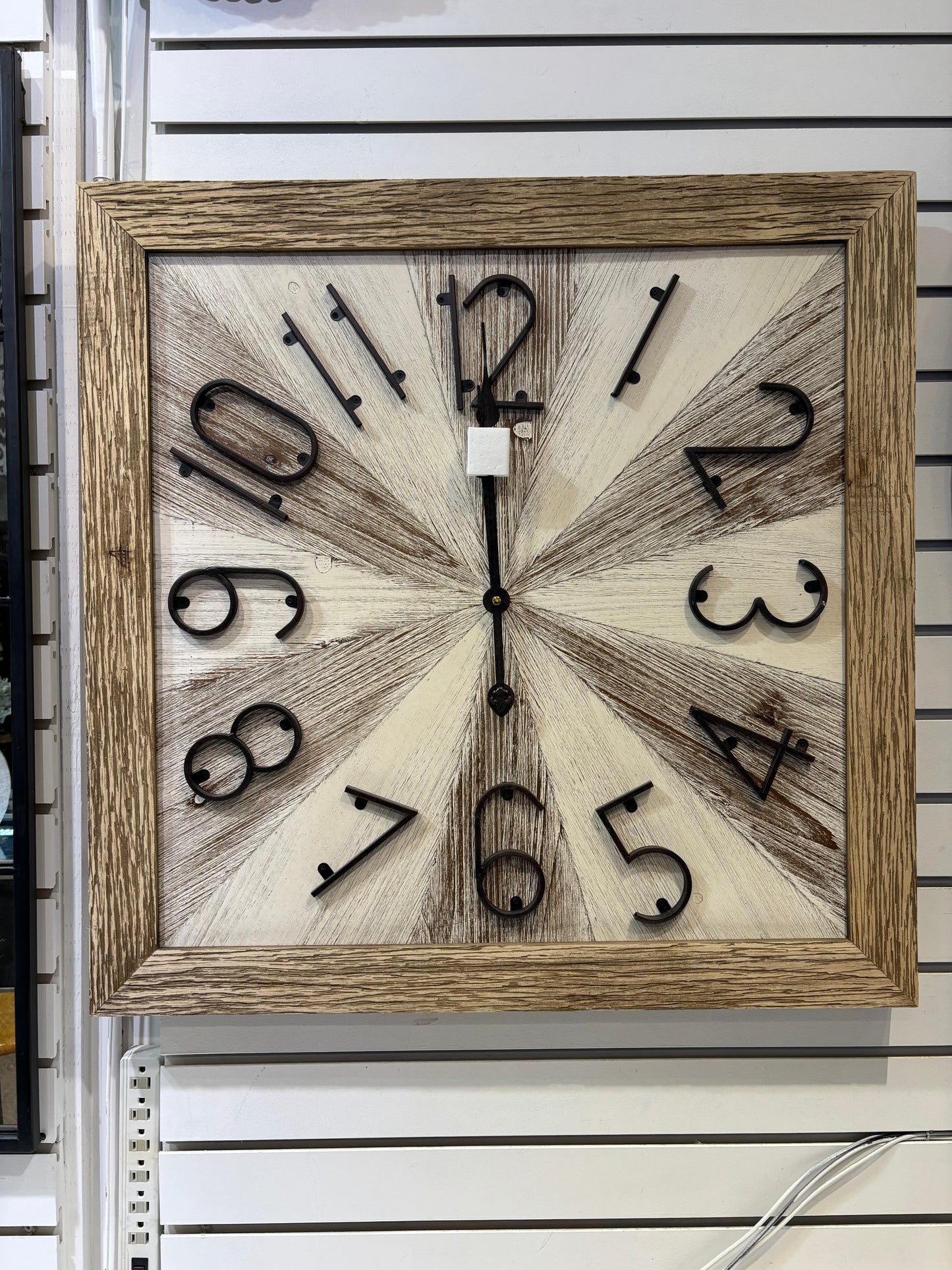 Square Sunburst Wood Clock