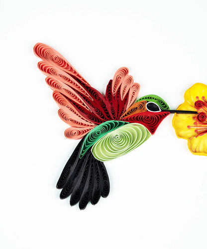 Hummingbird & Yellow Flowers Quilling Card