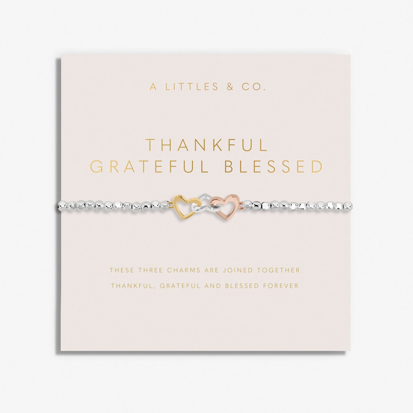 Forever Yours 'Thankful Grateful Blessed' Trio Bracelet In Silver, Gold-Tone And Rose Gold-Tone Plating