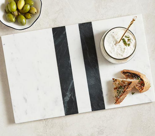 Marble Cheese Board with Black Stripes