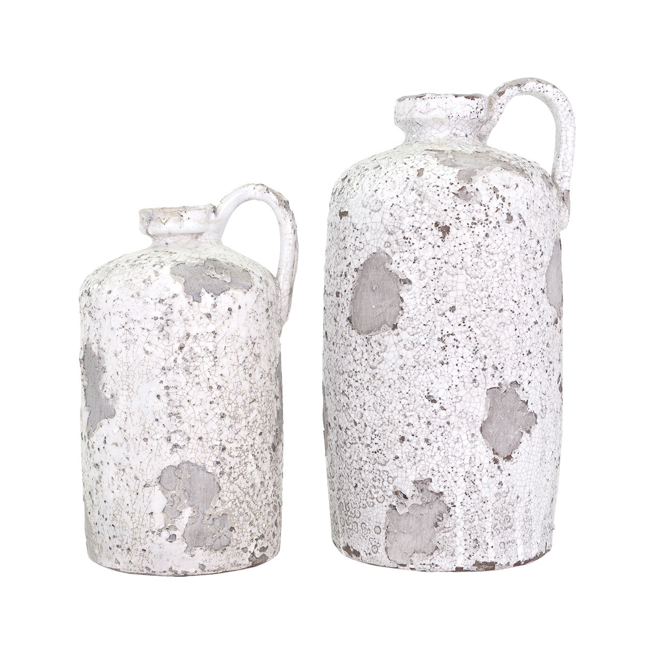 Ragusa White and Gray Terracotta Jug Vases