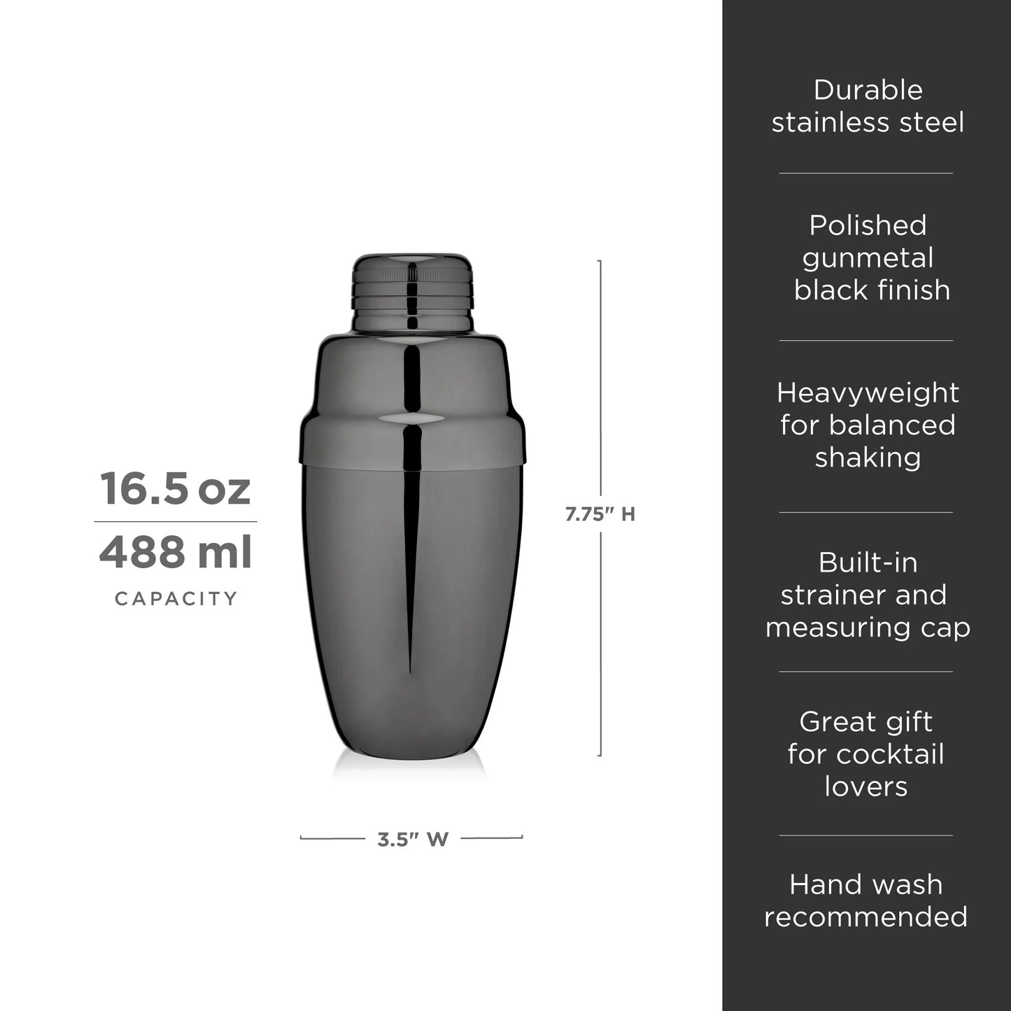 Warren Heavyweight Cocktail Shaker | Gunmetal