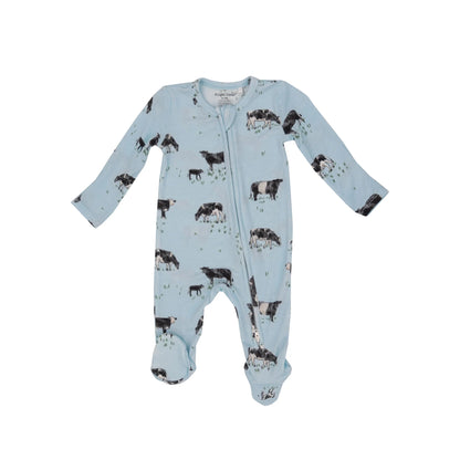 Black Cow Blue 2-Way Zipper Footie