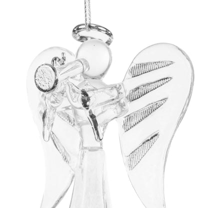 Clear Glass Angel Christmas Ornament
