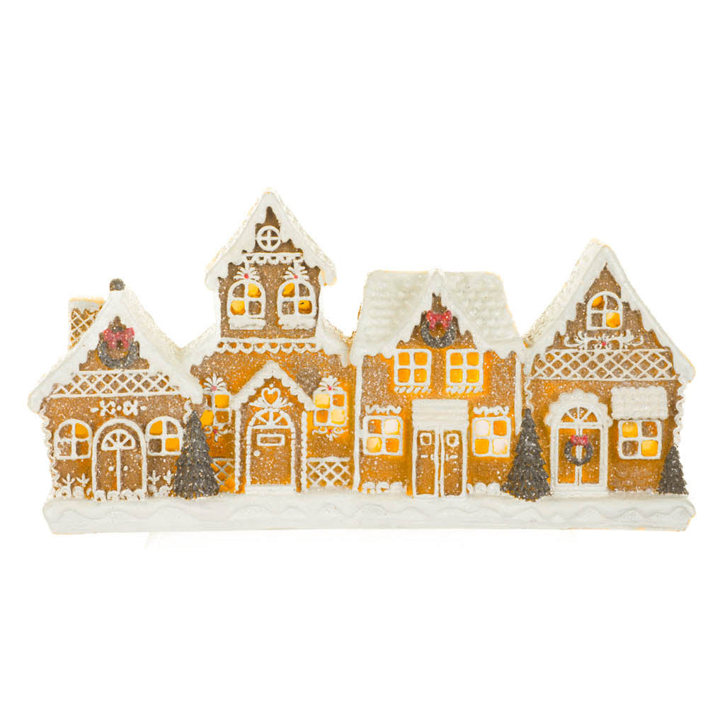 Glittery Gingerbread LED Village, 9.5"