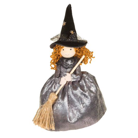 Silver Witch Doll with Broom