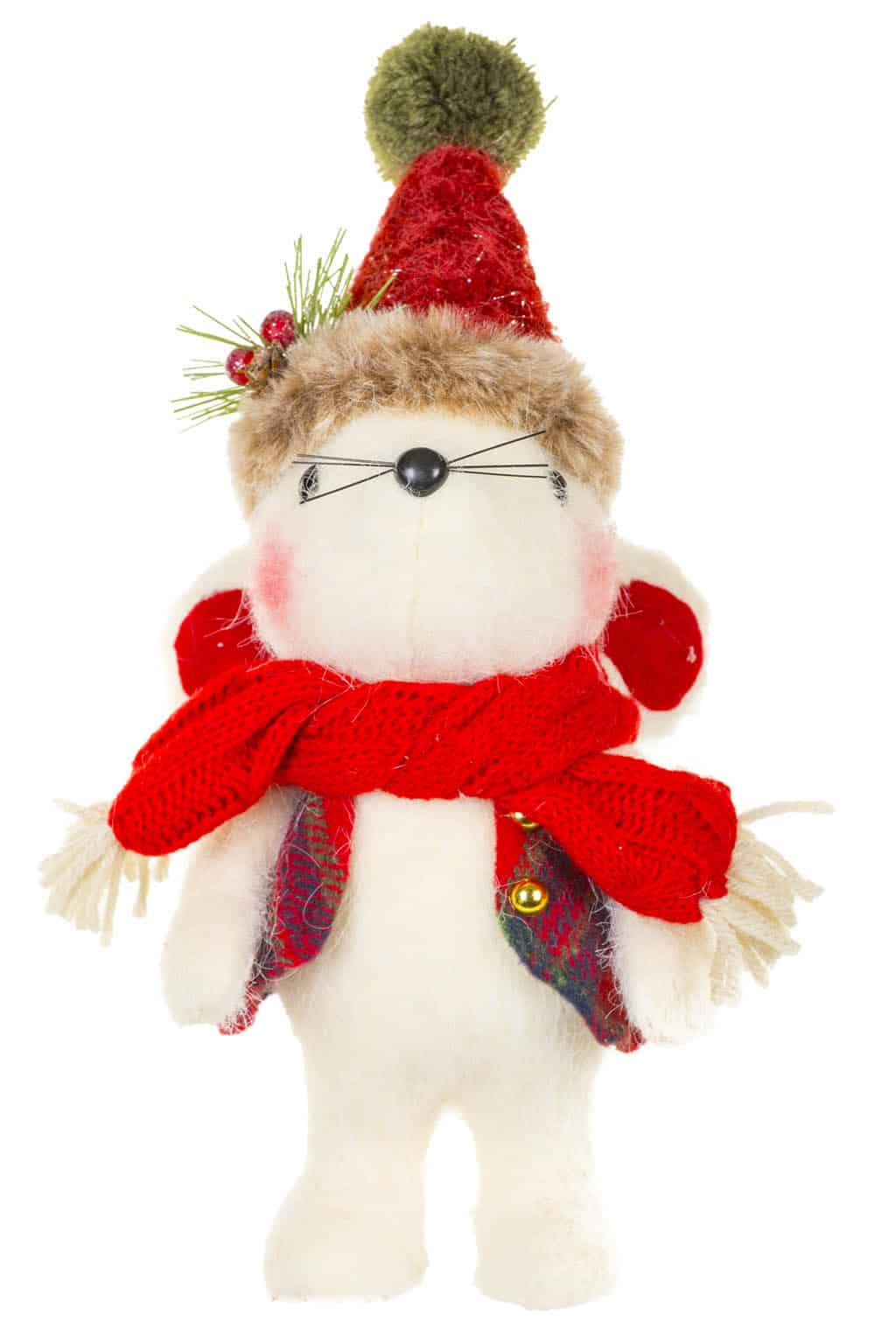 Red Plaid Christmas Mouse Figurine, 9"