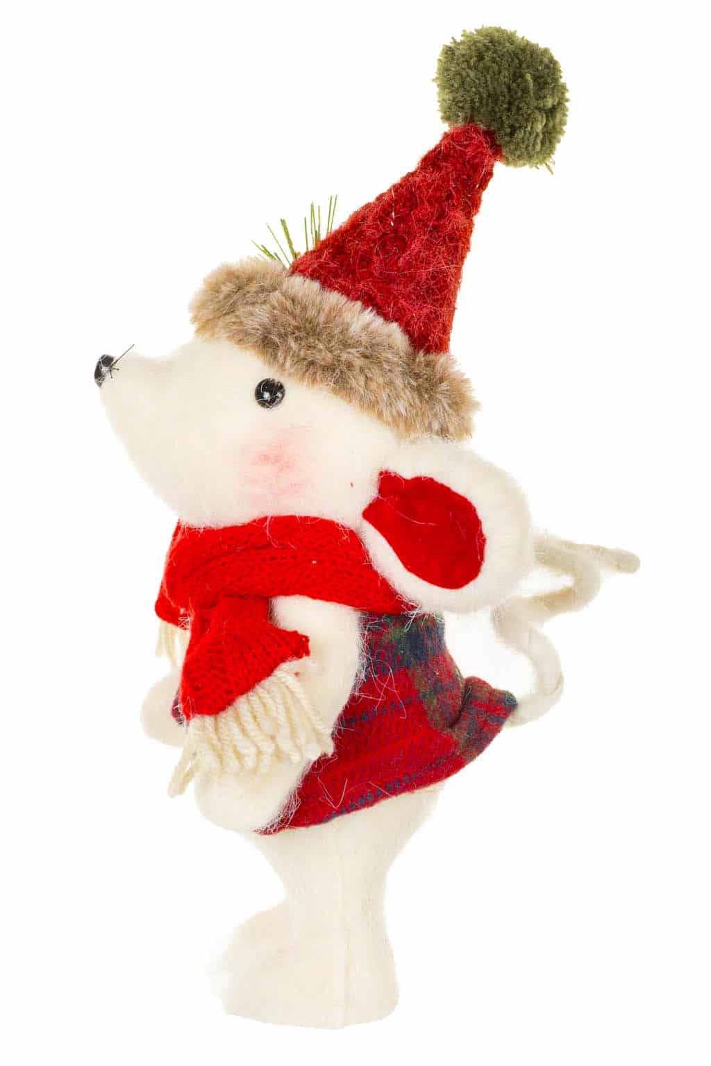 Red Plaid Christmas Mouse Figurine, 9"