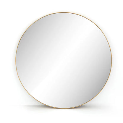 47" Round Antique Brass Mirror
