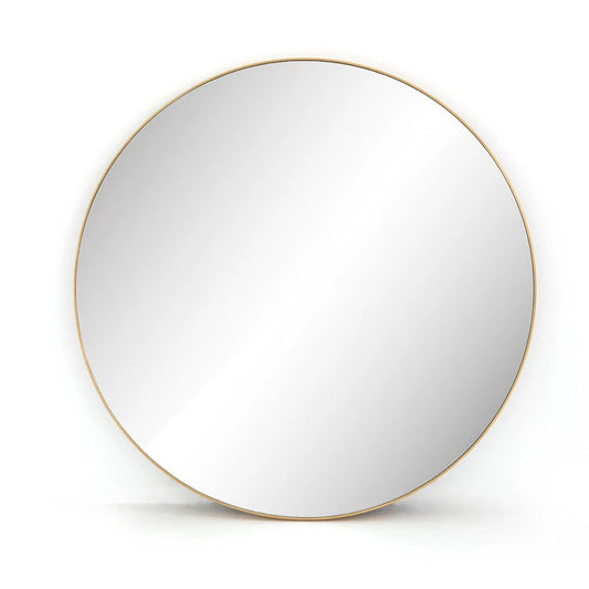 47" Round Antique Brass Mirror
