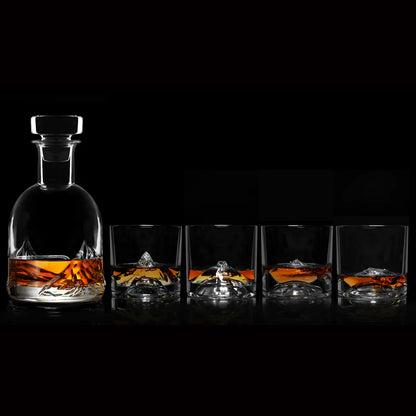 Peaks Luxury Crystal Whiskey Set with Decanter