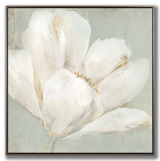 White Magnolia Bloom Framed Canvas - 32” x 32”