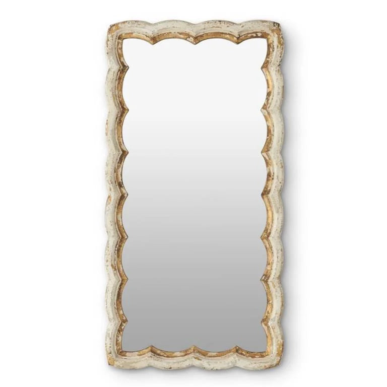 Cream & Gold Rectangular Scalloped Wood Mirror