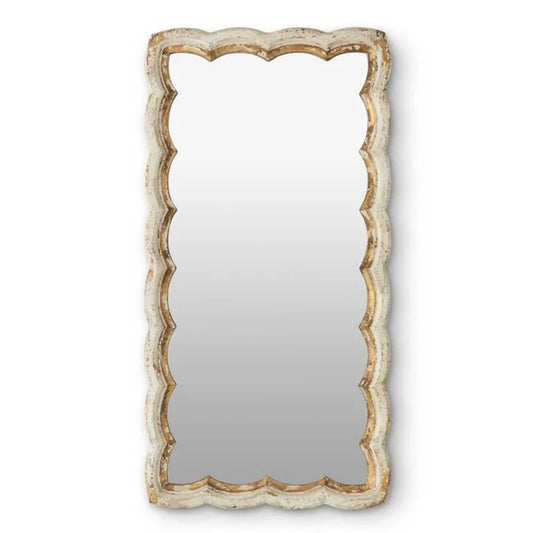 Cream & Gold Rectangular Scalloped Wood Mirror