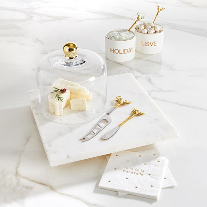 Cloche Glass Gold Knob Medium