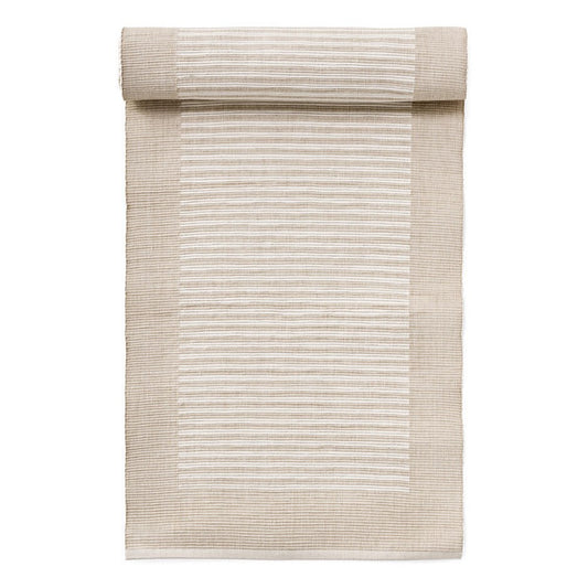 Ribbed Cotton Table Runner - white Stripes
