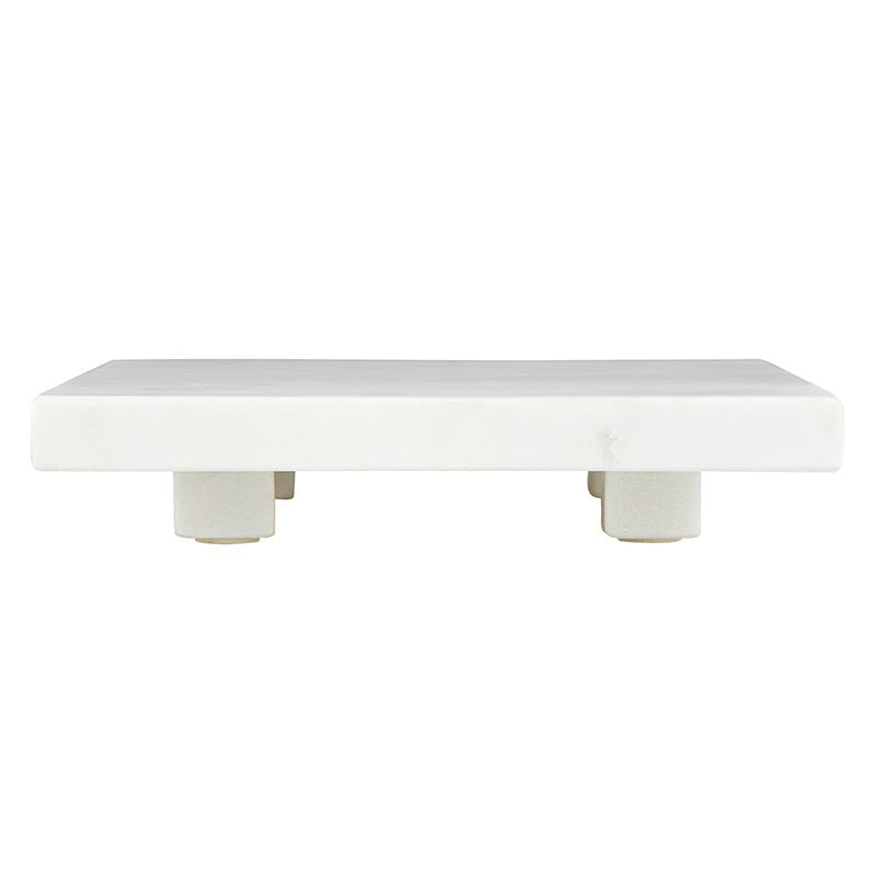 White Marble Footed Tray - 6" SQ