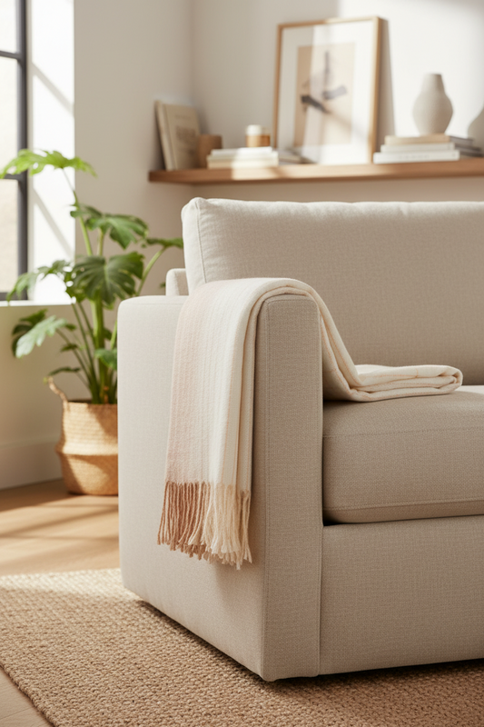 Ombre Beige Orange Acrylic Throw