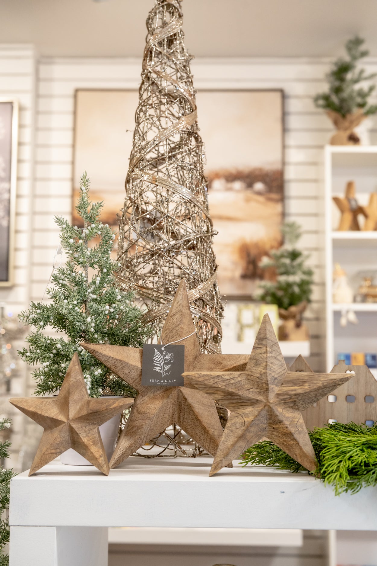 Set of 3 Mango Wood Stars