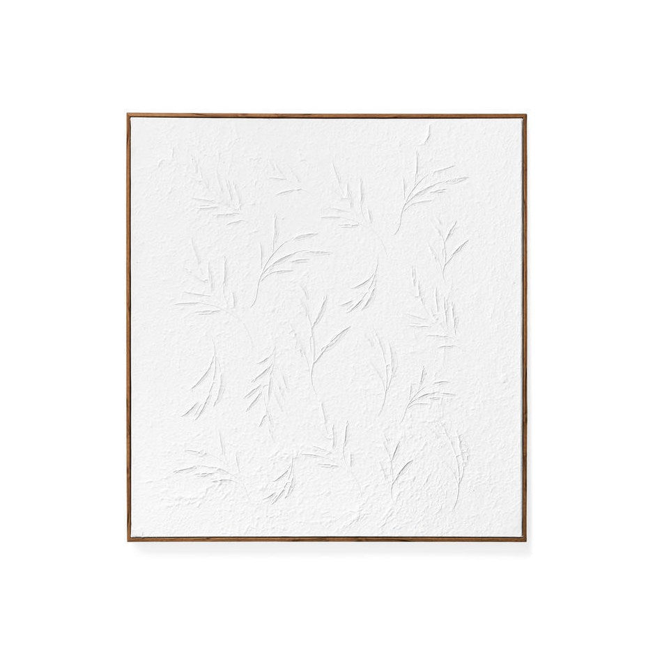 Wall Art Canvas With Plaster Leaves