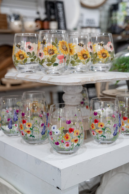 Sunflowers Stemless Wine Glass