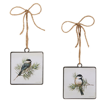4″ Chickadee on Branch Square Ornament – Holiday Décor & Nature‑Inspired Gift