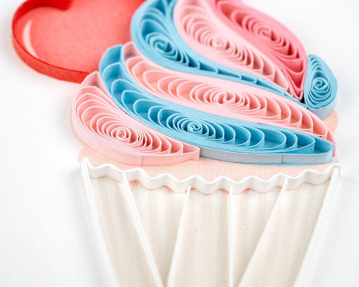 Quilled Birthday Cupcake Trio Greeting Card