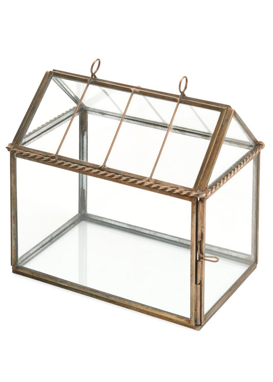 Antiqued Aged Iron/Glass Terrarium House