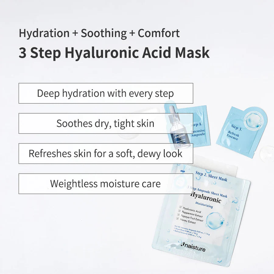 3 Step Ampoule Sheet Mask-Hyaluronic