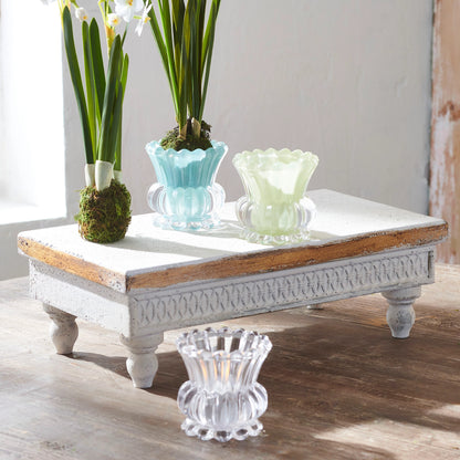 3.5" Clear Ruffle Candle Holder