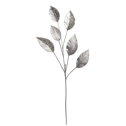 Glittered Leaf Silver Magnolia 33.5 "