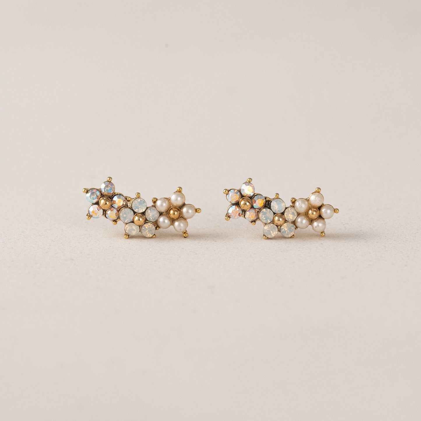 Floral Climber Earrings - White