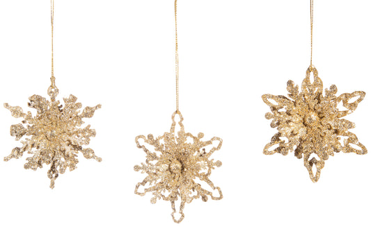 Gold 3D Metal Snowflake Ornament (Assorted)