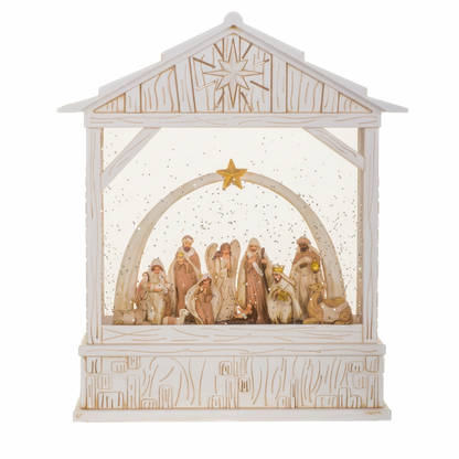 Musical LED Nativity Stable Snow Globe, 10"