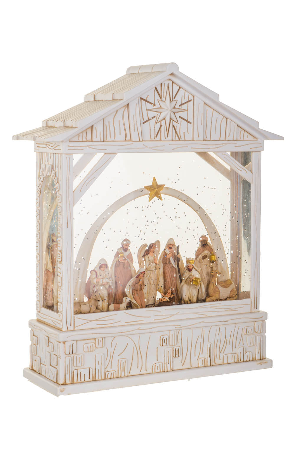 Musical LED Nativity Stable Snow Globe, 10"