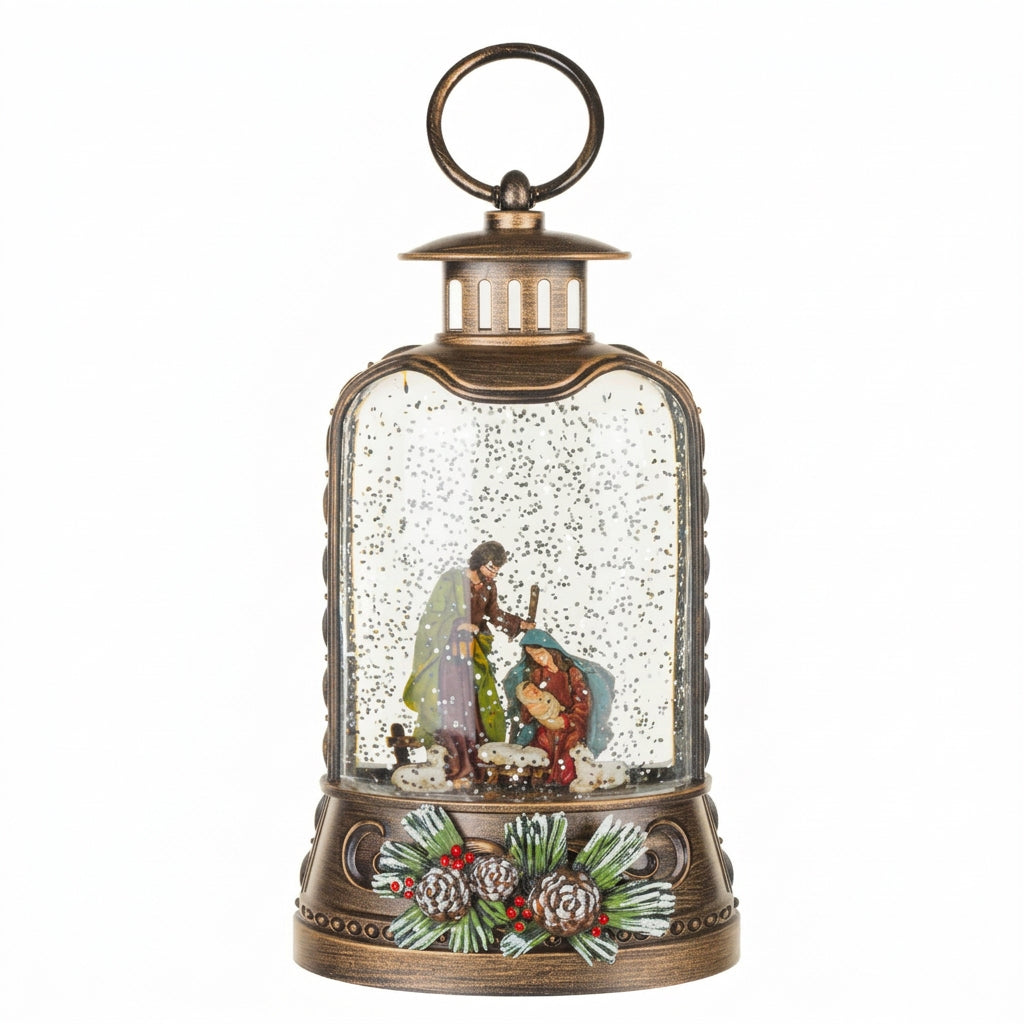 Nativity Musical LED Snow Globe Lantern, 9.5"