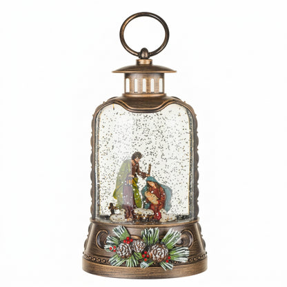 Nativity Musical LED Snow Globe Lantern, 9.5"