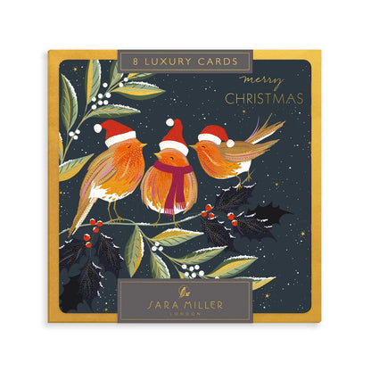 Festive Robins, Set of 8 Luxury Christmas Cards