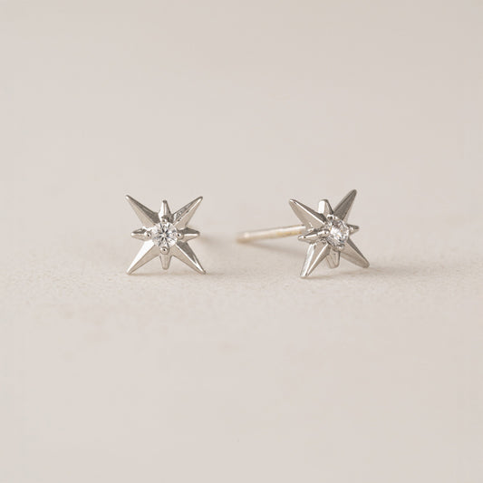 Lone Star Stud Earrings - Silver