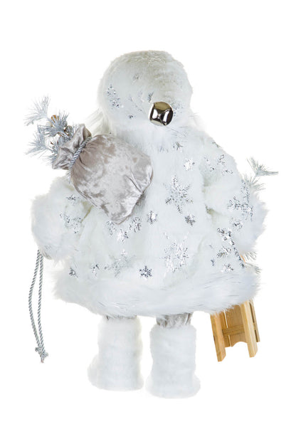 White & Silver Santa Figurine with Sled