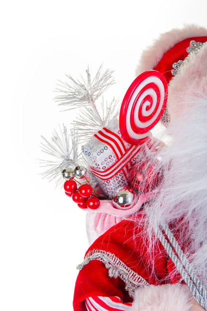 Red & Pink Candy Cane Santa Figurine