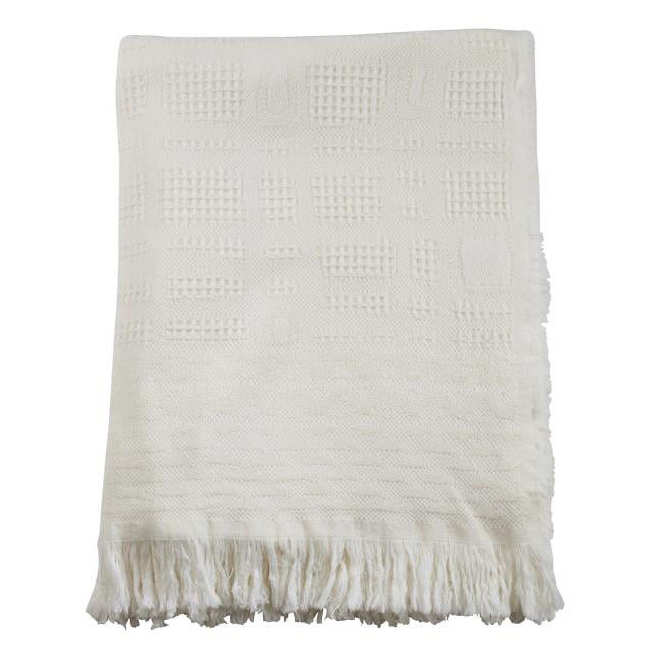 Ivory Cross Hatch Waffle Weave Throw