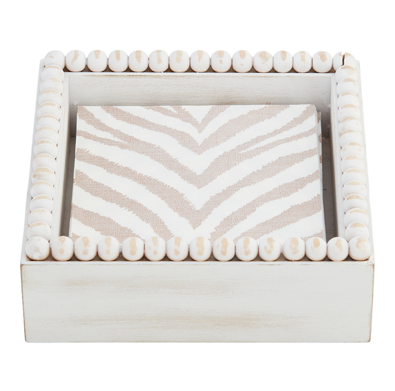 White Cocktail Napkin Holder Set