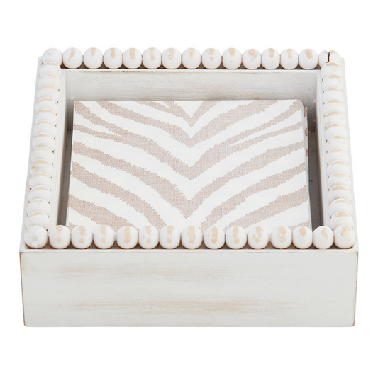 White Cocktail Napkin Holder Set