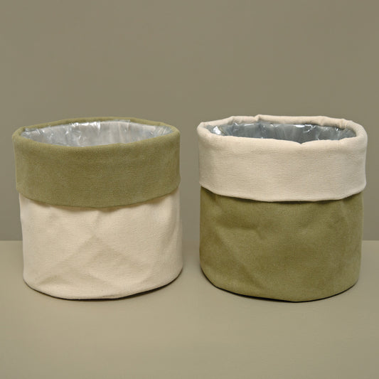 Green Canvas Bag Cover Pot - Large